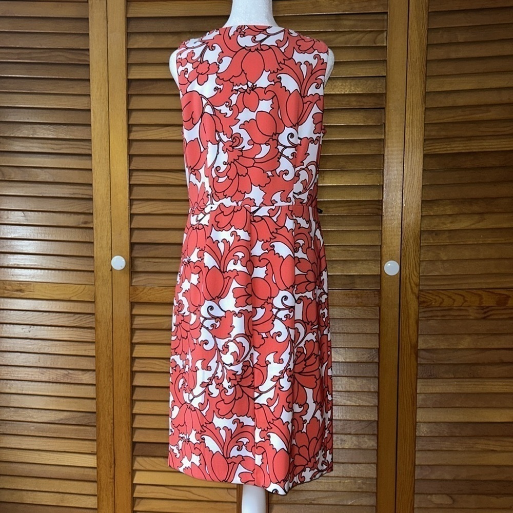 London Times Coral Floral Sleeveless Dress Size 10 - Picture 6 of 11